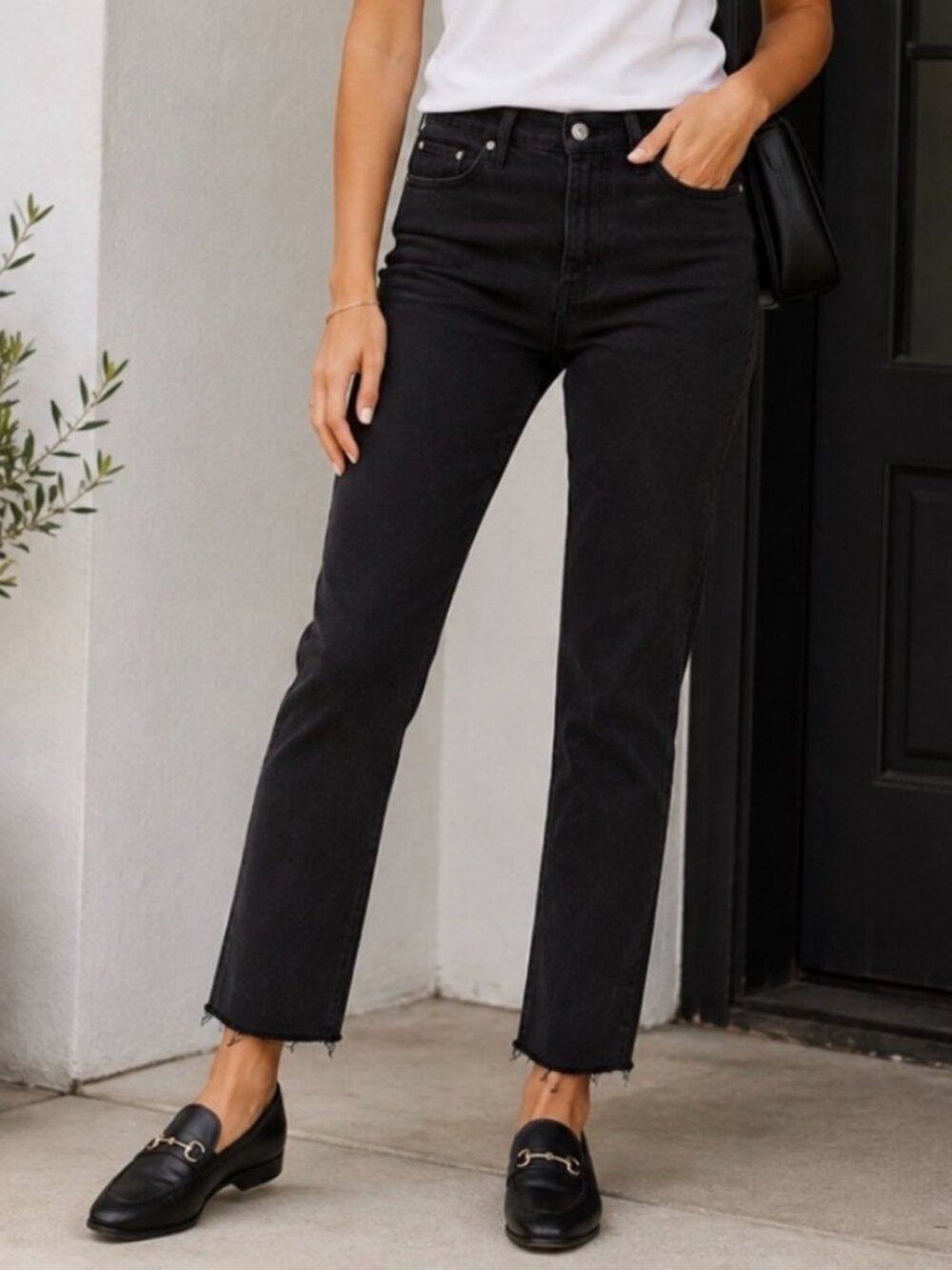 Edwin Bree Ankle Black Straight Leg Jeans Women's 27